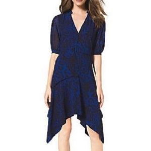 Michael Kors blue leopard print flowy dress sz 2 *X